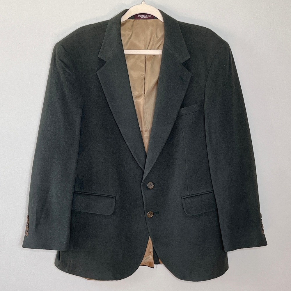Vtg. Evan‎ Picone Robinsons May Camel Hair Blazer 40SHT Sport Coat Forrest Green